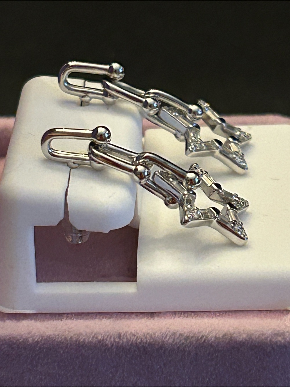 2.00CTW Moissanite 925 Sterling Silver Star ⭐️ Dangle Drop Push Back Earrings - Picture 7 of 11
